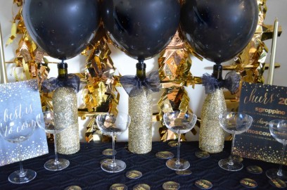Gold Glitter Wine Bottles
